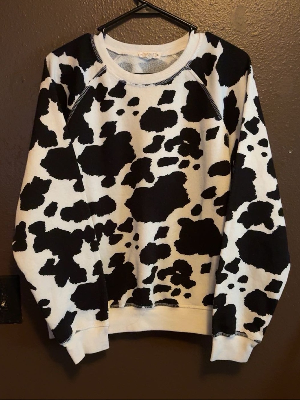 Cow Print Crewneck Sweater - Black & White